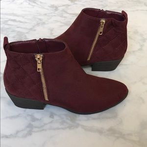 Faux Suede Maroon Booties